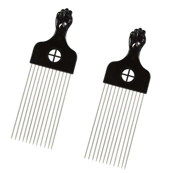 Vocoste 2pcs Metal Hair Pick for Women and Men 8.70"x2.80" Black