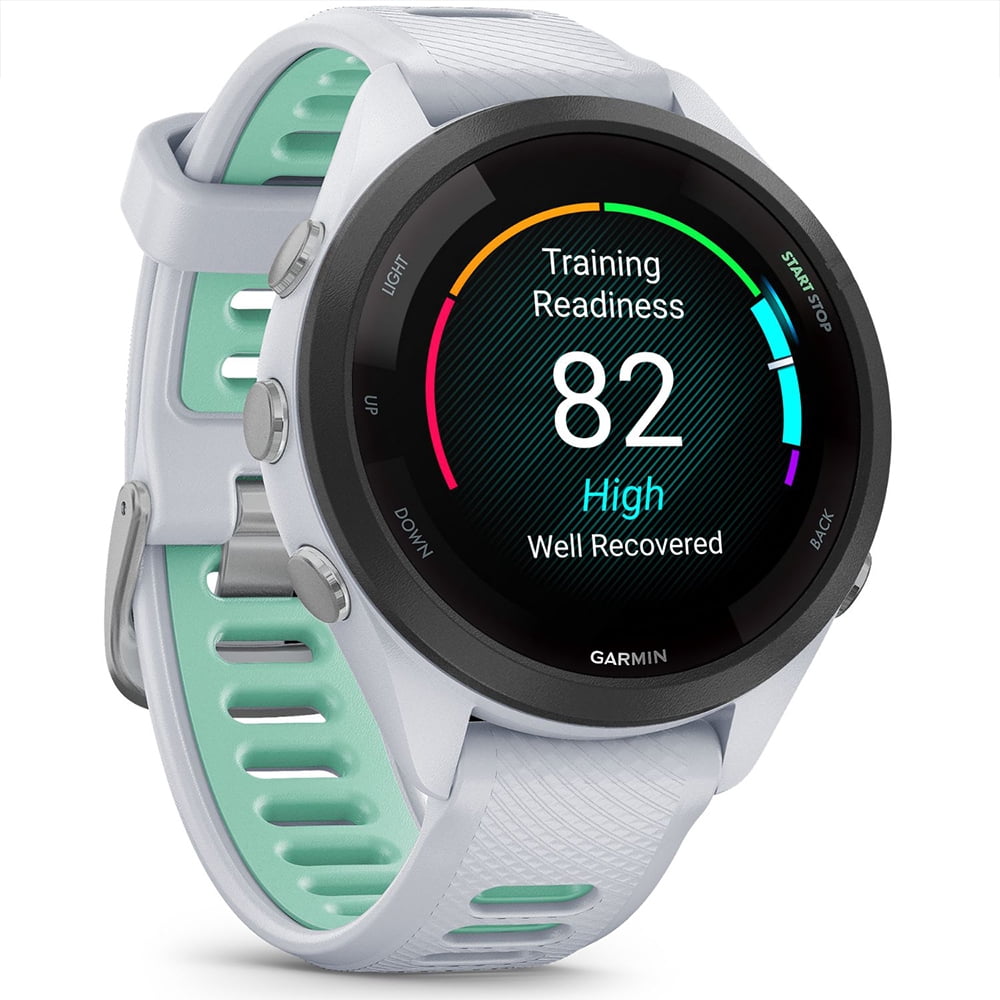 Garmin Forerunner 265S GPS Smartwatch, Whitestone/Neo Tropic 010-02810-04 Bundle with Deco Essentials 3x 18mm Metal Bands, 3x Silicone Dust Cover and 2x Screen Protector