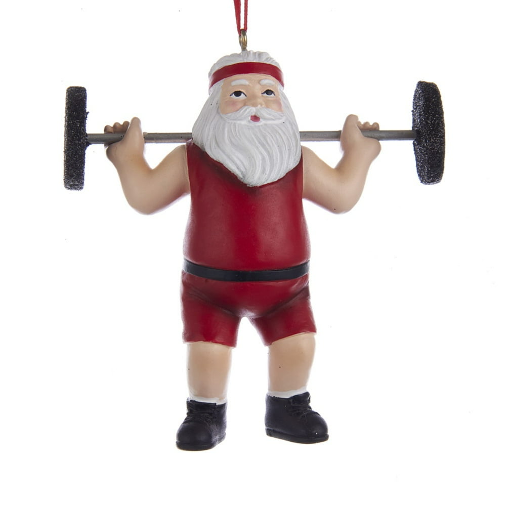 Santa Weightlifter Ornament A1861 New