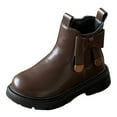 thumbnail image 5 of Girls Chelsea Boots Cute Bow Side Zipper Slip on Platform Waterproof Leather Fall Winter Ankle Booties Brown 11.5 Little Kids, 5 of 5