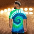 thumbnail image 4 of FINALGANG Mens Short Sleeve Tie Dye TShirts Spiral Pattern Casual Crewneck Loose Fit Tees For Summer Festival Beach Party Daily Wear Green XXL, 4 of 6