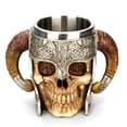 thumbnail image 4 of Toystoory Taza de café de esqueleto, tazas de cerveza vikingas Retro de acero inoxidable, asas de huesos de Halloween, jarra para beber, Teteras, 4 of 6