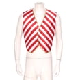 thumbnail image 3 of iEFiEL Mens Candy Cane Costume Satin Striped V-Neck Santa Waistcoat Circus Costume Vest Red&White S, 3 of 7
