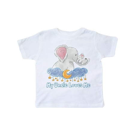 

Inktastic My Uncle Loves Me Cute Elephants Clouds Moon and Stars Gift Toddler Boy or Toddler Girl T-Shirt