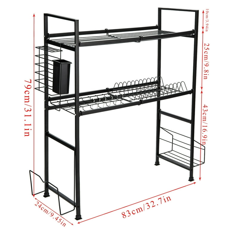 ouosawa Dish Drying Rack with Drainboard, Stainless Steel 2 Tier Large Dish  Racks for Kitchen Counter, Detachable Dish Strainer Rack with Cup Holder