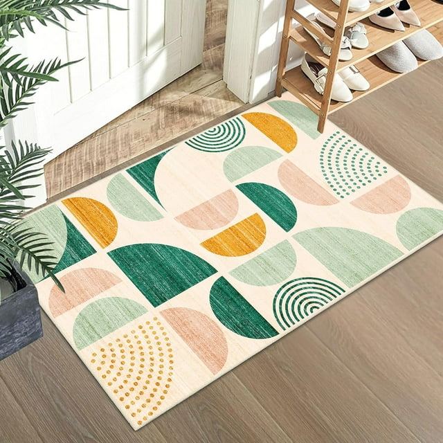 Boho Rug Washable x Area Rugs for Bedroom Entryway Living Room Bedside Small Throw Floor Carpet Non Slip Soft Indoor Modern Abstract Bohemian Orange