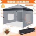 thumbnail image 4 of SANOPY 10' x 10' Pop Up Canopy Tent, 1-Push Center Lock, Air Vent, 6 Removable Sidewalls, Easy Up Instant Shelter for Outdoor Events, Parties, Weddings，Gray, 4 of 8
