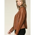 thumbnail image 4 of Made by Johnny Women's Dressy Vegan Leather Biker Jacket S CAMEL, 4 of 6