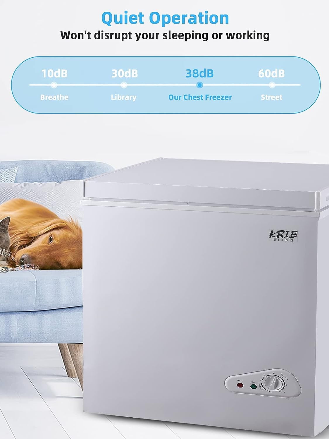 GGTB 3.5 Cu.ft Chest Freezer Refrigerator with Removable Basket, Top Open Door, 7 Temperature Settings for Home Kitchen Dining Room, White