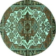 thumbnail image 1 of Ahgly Company Machine Washable Indoor Round Persian Turquoise Blue Traditional Area Rugs, 6' Round, 1 of 4