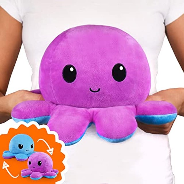 Peluche TeeTurtle Original Reversible Big Octopus Púrpura/Azul