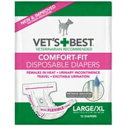 Vet's Best Diapers with Tail-Hole for Female Dogs, Comfort-Fit Disposable, Large/X-Large, 12 Count, 3 Pack