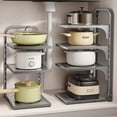 thumbnail image 3 of 2-Tier Round Kitchen Storage Rack: Heavy-Duty Carbon Steel Under-Sink Organizer for Pots & Utensils, Waterproof, Space-Saving Design with Easy Installation – Sturdy, Multifunctional Cabinet Shelving, 3 of 6