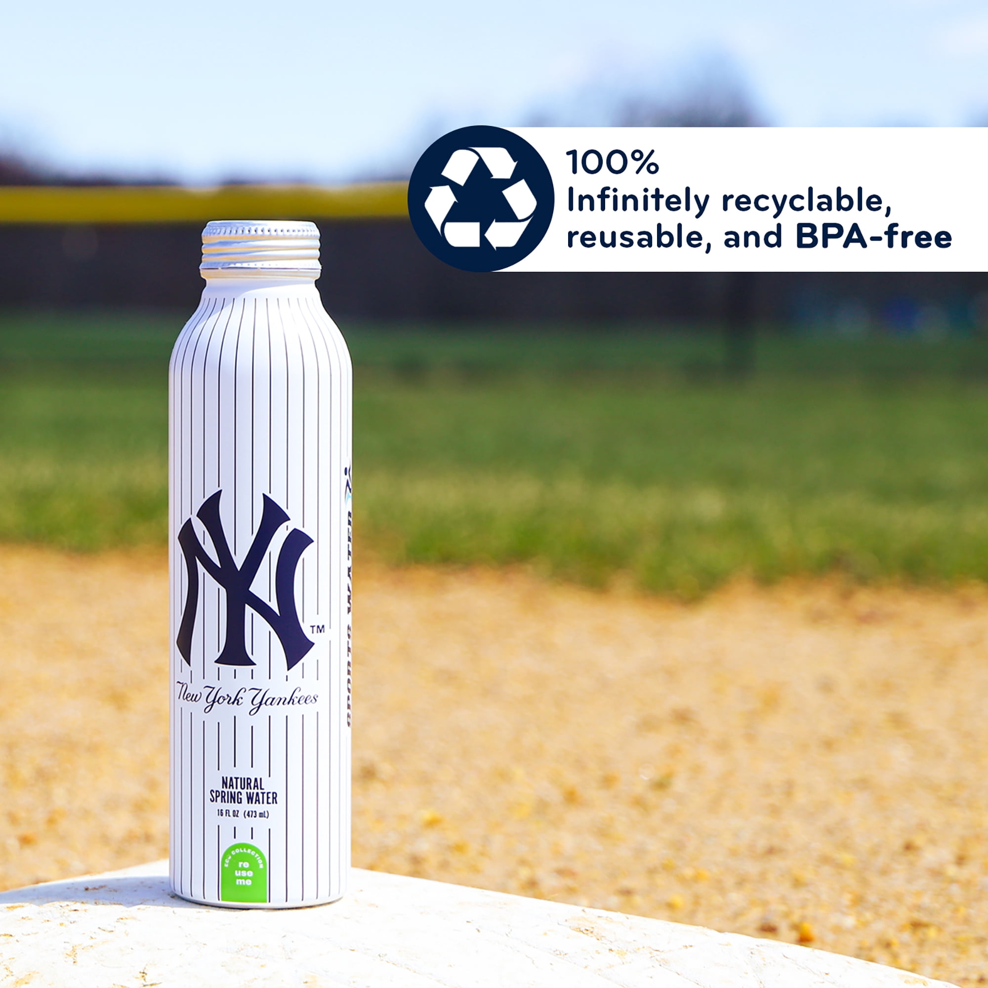 Sports Water Yankees Aluminum Water Bottle, Bottled Water, 12 X 16.9 oz