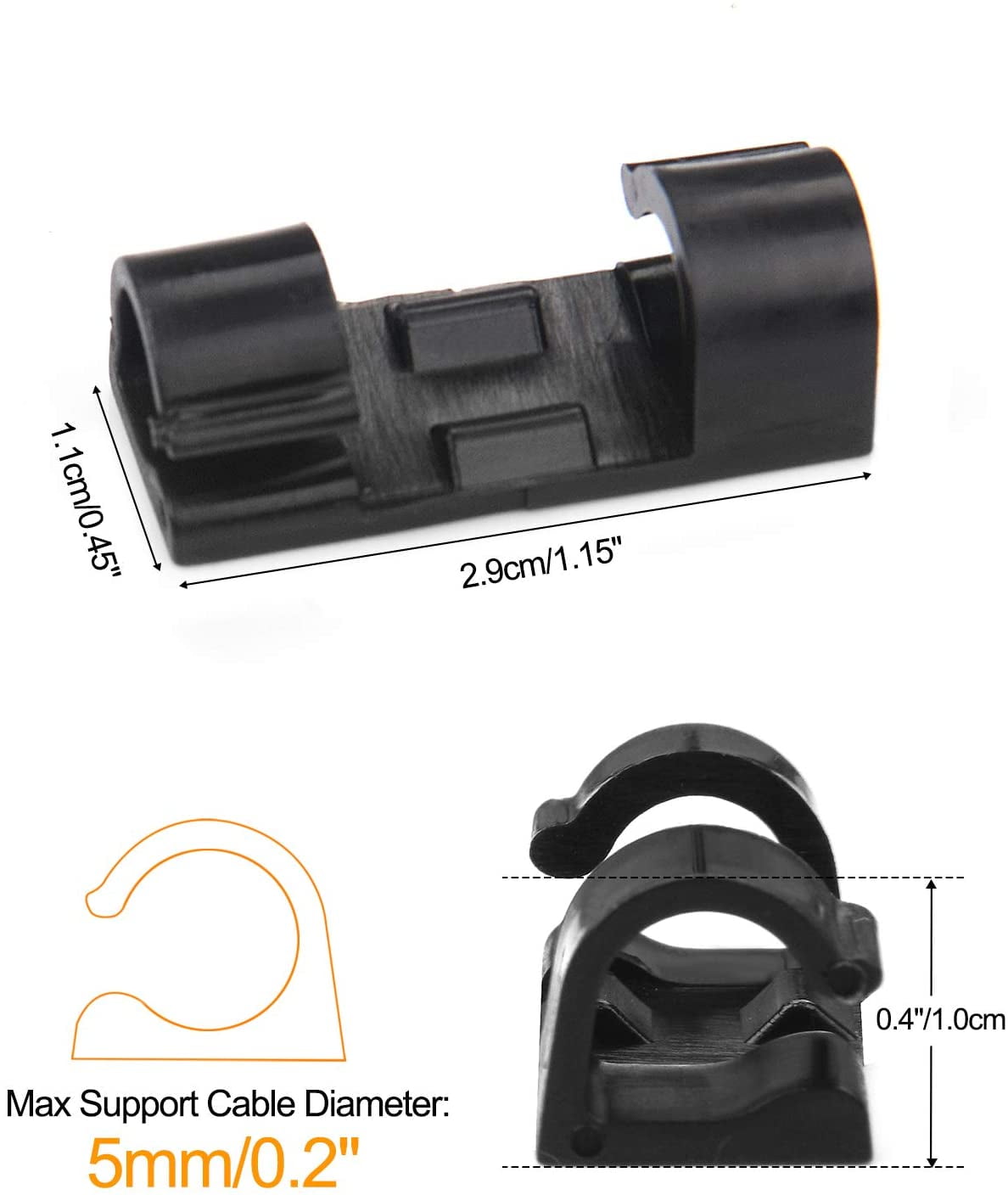 60 Clips Adhésifs Pour Rangement Câbles - Noir Et Blanc - Auto-adhésifs, Pas De Perçage - Pour Bureau, Maison, Bureau - 5