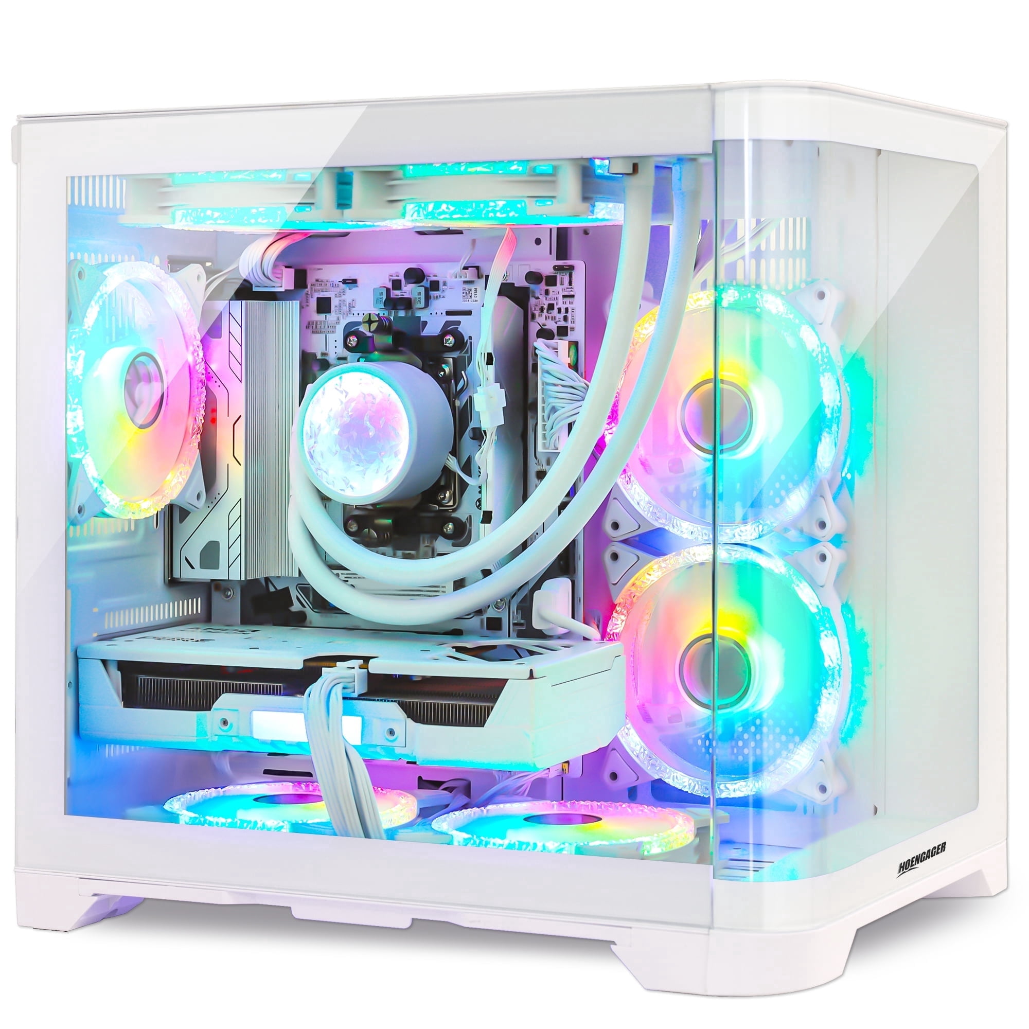 Hoengager Poseidon Gaming PC -AMD Ryzen 5 9600X 6-Core 3.9 GHz, RTX 5060 8GB 16GB DDR5 RAM, 1TB PCIe SSD, Luqid Cooler, Windows 11 Prebuilt PC White
