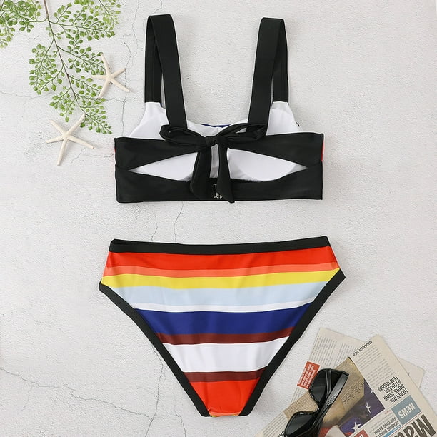 Wolfast Plus Size Swimsuit for Women Sexy Women Bikini Print Splicing  Two-piece Swimwear Swimsuit Beachwear Set 