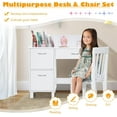 thumbnail image 3 of Kids Desk and Chair Set, Children Wooden School Learning Table w/Drawer & Storage Cabinets, Student Writing Computer Workstation for Bedroom & Study Room, Gift for Ages 3-8 (White), 3 of 18