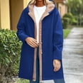 thumbnail image 6 of Scyoekwg Winter Coats for Women Fashion Fleece Lined Jacket Long Sleeve Hooded Warm Coat Solid Color Comfy Fleece Jackets Outerwear (Blue,L), 6 of 6