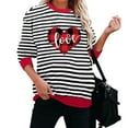 thumbnail image 4 of ICHUANYI Womens Striped Heart Print Oversized Sweatshirt Color Block Crew Neck Long Sleeve Casual Loose Pullover Top Sweatshirts, 4 of 6