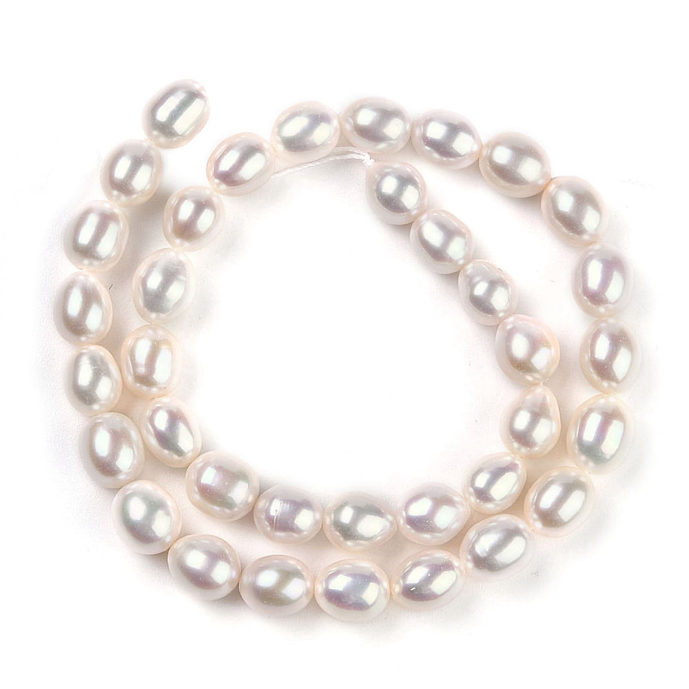 Natural Cultured Freshwater Pearl Beads Strands Potato Grade 8A Seashell Color 8~9x7.5~8mm Hole: 0.5mm 42pcs/strand 14.96''(38cm)