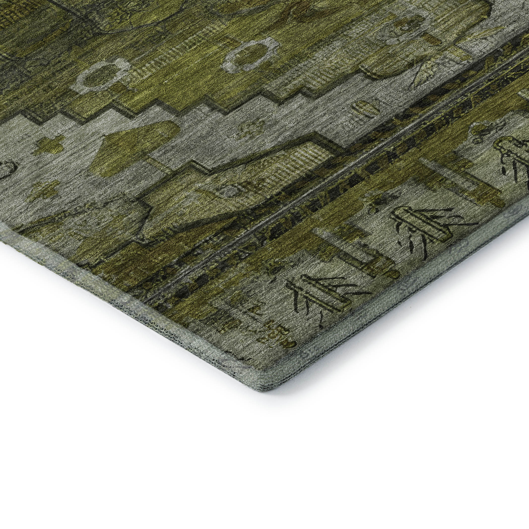 Addison Rugs Mayfield Premium Machine Washable Transitional Tribal Olive Rectangle Rug, 2'6" x 3'10"