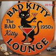 thumbnail image 4 of Tin Metal Sign Vintage Bad Kitty Lounge Wall Art Decor Round 8x8, 4 of 5