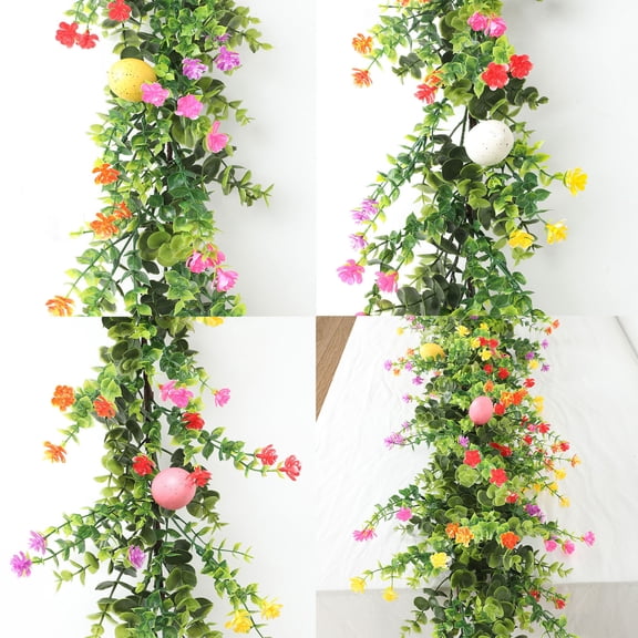 Nkmbld Easter Egg Garland Vine, Artificial Hanging Floral Garland Spring Decor for Indoor Outdoor Home Kitchen Mantle Fireplace Holiday Party