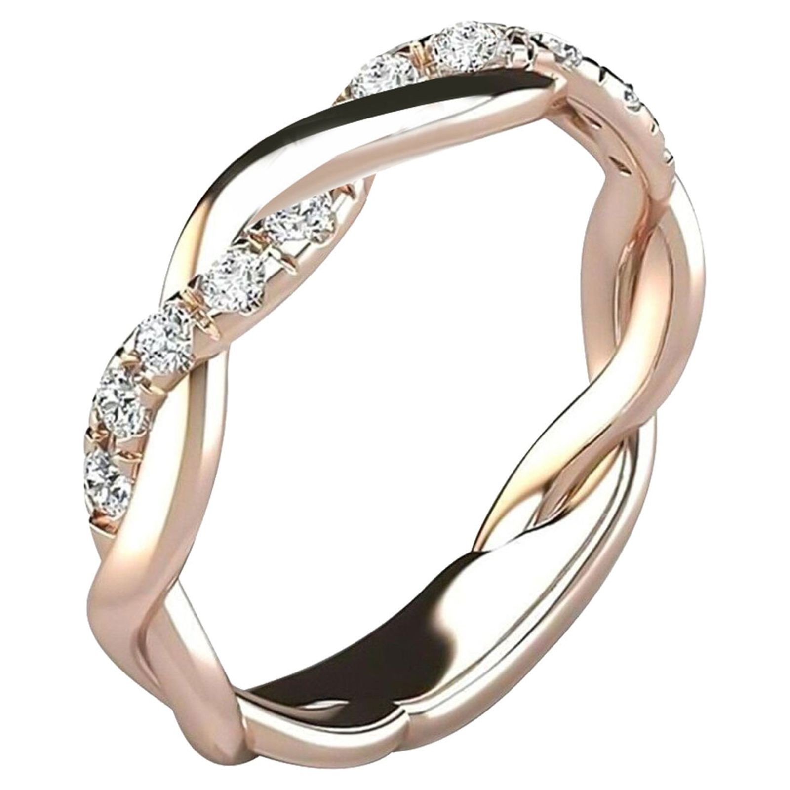 Fridja Engagement Ring for Women Alloy Cubic Zirconia Wedding Band Bridal Set 2PC Ring Bridal Zircon Diamond Elegant Engagement Wedding Band Ring Set - image 3 of 8