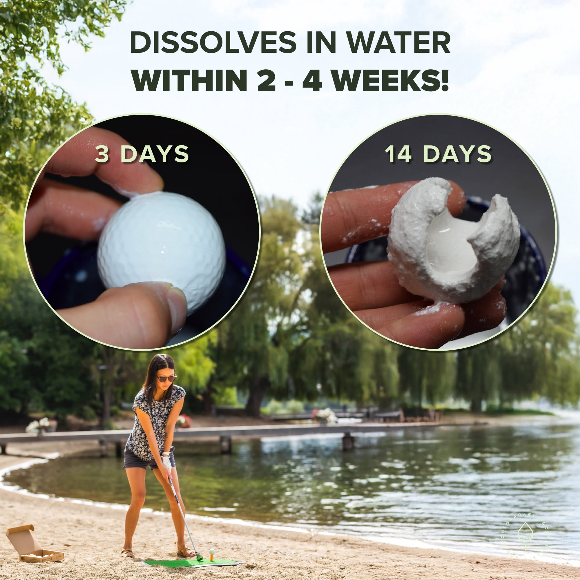 Biodegradable Golf Balls Nontoxic PVA White, 24 Pack