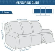 TAOCOCO Recliner Sofa Slipcovers 3-Pieces Reclining Couch Cover with Side Pockets, Kids Pets Covers Furniture Protector, Brown