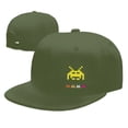 thumbnail image 7 of DouZhe Flat Brim Cap Snapback Hat, UFO Invader Alien Space Game Prints Adjustable Green Adult Baseball Cap, 7 of 7