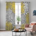thumbnail image 5 of Yellow Gray Floral Kitchen Curtains 96 Inch Length, Farmhouse Retro Abstract Flowers Art Grommet Top Bedroom Living Room Curtains, Light Filtering Cafe Curtain Drapes 2 Panels Set 104''x96'', 5 of 9