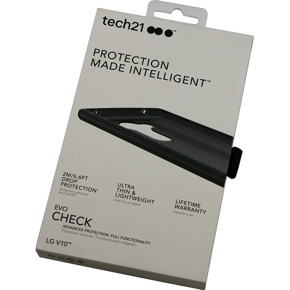 Tech21 Black EVO Check Anti-Shock Case Cover + PureGear Tempered Glass Screen Protector for LG V10 Phone (H961N, H900, H901, VS990, F600)