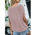 thumbnail image 4 of Homenesgenics Tank Tops for Women Fashion Women Casual Solid Short Sleeve V-Neck Lace T-Shirt Blouse Tops Clearance, 4 of 9
