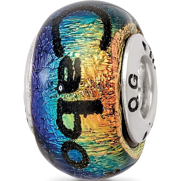 Sterling Silver Reflections Cabo Dichroic Glass Bead (12.73 X 9.09) Made In Mexico qrs3124