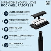 Rockwell Razors 6S Stainless Steel Adjustable Safety Razor for Men with 5 Razor Blades, Matte Black