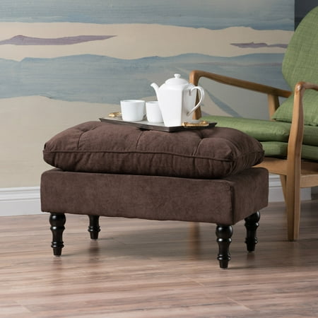 Cushioned Ottoman - Noble House Chocolate Brown Tufted Cushion Ottoman