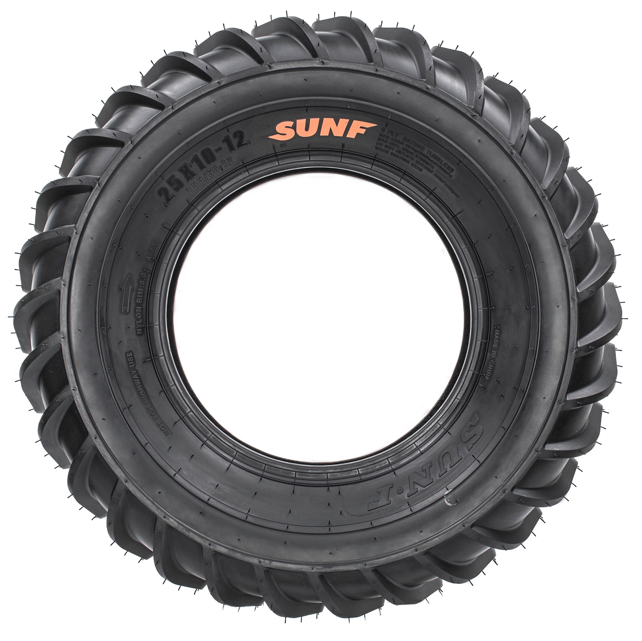 SunF ATV/UTV All Terrain Quad Tire 25x8-12 & 25x10-12 6 PR Tubeless A033 (Set of 4)