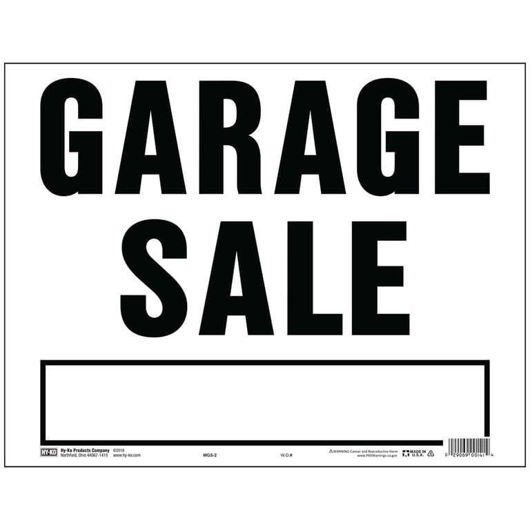 Hy-Ko Garage Sale Sign - Resistant Corrugated Plastic - Walmart.com