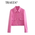 thumbnail image 4 of TRAFZA-Chaqueta de manga larga con botones para mujer, abrigo informal elegante con bolsillos frontales, moda de otoño, 4 of 5