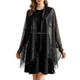 thumbnail image 3 of Lumtrix Women Lace Shawls and Wraps for Evening Dress Elegant Soft Sheer Scarf Wedding Bridal Scarf Formal Dress Fringe Lace Cover UP Dark Gray One Size, 3 of 6