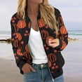 thumbnail image 2 of Women's Cute Cartoon Print Bomber Jacket Lightweight Zip-Up Casual Outerwear Trendy Fashion Coat, 2 of 5