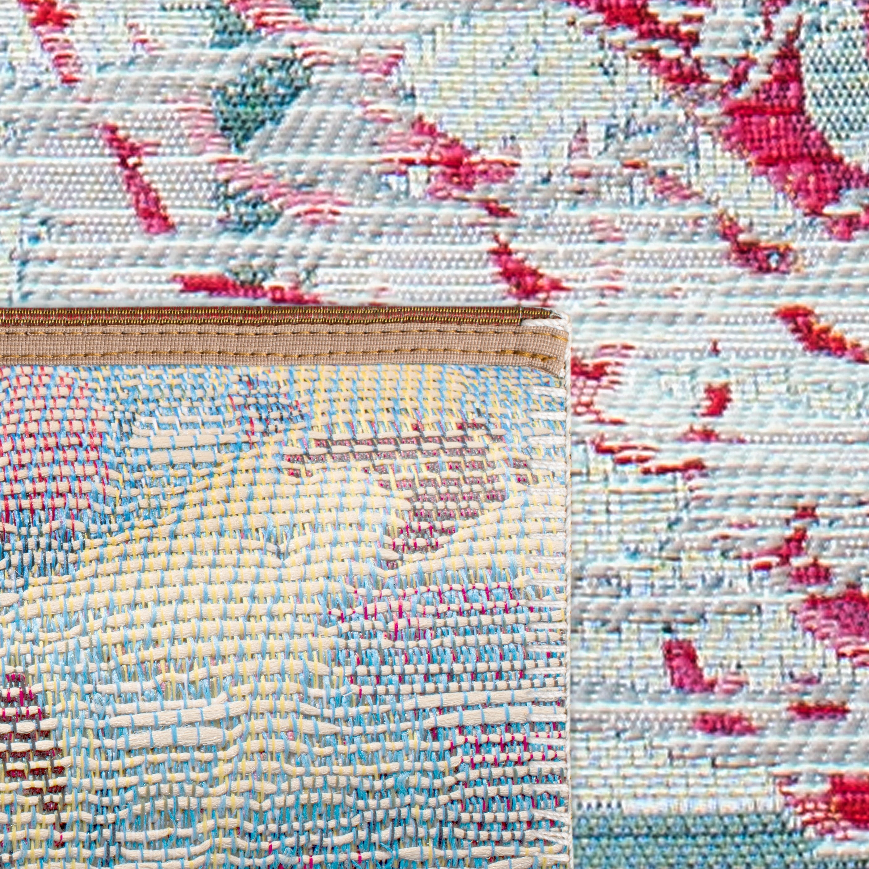 SAFAVIEH Barbados Coral Outdoor Area Rug, Teal/White, 6'6" x 6'6" Square
