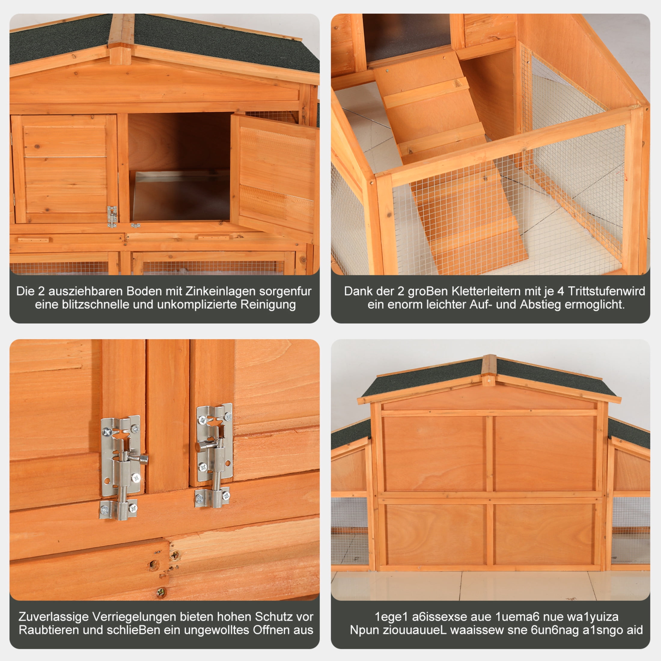 Noble House 91" Extra-Large Fir Wood Rabbit House, Outdoor Chicken Coop Hutch with Cleaning Tray, Natural