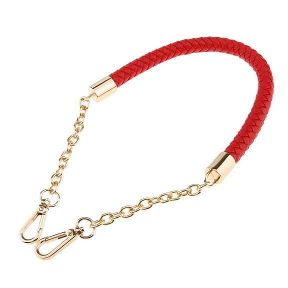 Metal PU Leather Braided Bag Strap Handbag Handle Holder 60cm Red