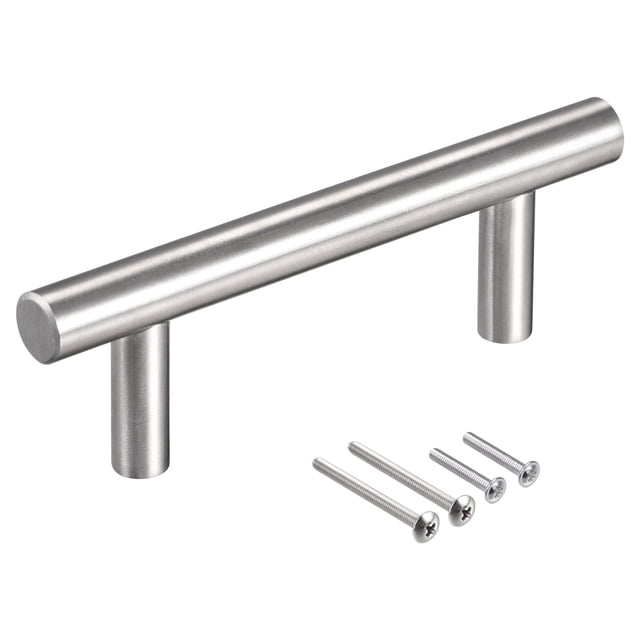10pcs T Barra de tracción 4 "(100 mm) Longitud 10 mm DIA Gabinete de acero inoxidable Tiradores de 2,5" (64 mm) Distancia del centro del orificio
