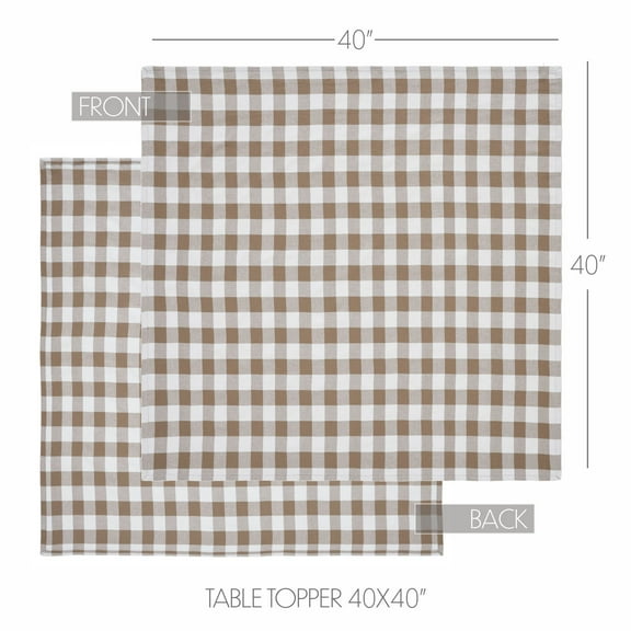 VHC Brands Annie Buffalo Check Portabella Table Topper 40x40, Kitchen and Dining Room Decor, Tabletop Accessory, Cotton, Annie Buffalo Check Collection, Square 40x40, Portabella