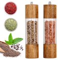 thumbnail image 1 of Haomacro - Juego de molinillos de sal y pimienta acrílicos premium de 8 pulgadas, manuales, de madera con núcleo de cerámica ajustable, paquete de 2, 1 of 7