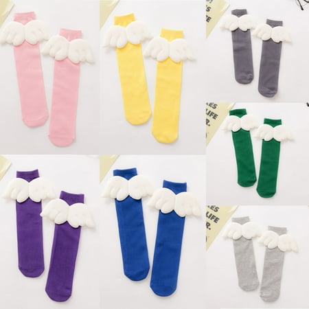 

BIZIZA Infant Baby Sock Long Casual Cotton Winter Socks Wings Solid Color for 0-2Y Toddler Green 30